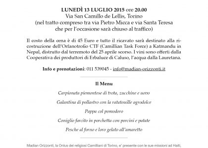 Cena in Via – Lunedì 13 luglio 2015