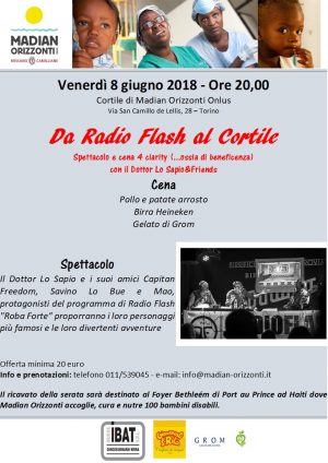 Da Radio Flash al Cortile. Spettacolo e cena ciarity (…ossia di beneficenza) con il Dottor Lo Sapio&Friends