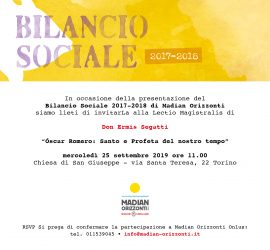 Presentazione Bilancio Sociale 2017-2018 e lectio magistralis